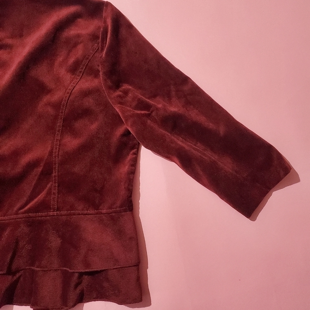 Super Cute Peplum Fall Brown Cordaroy Jacket Roz & Ali - Picture 8 of 8